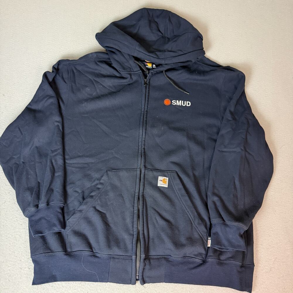 Carhartt FR 2XL Navy Rain Defender Full Zip Hoodie CAT 2 102908-410 SMUD